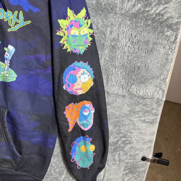 Members Only Rick & Morty Pullover Hoodie - Size Large- Adult Swim Graphic - Picture 5 of 10